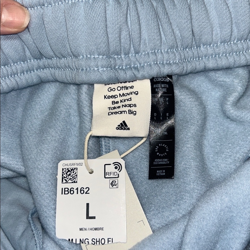 adidas Light Blue Men's Athletic Shorts with Drawcord - Picture 4 of 4